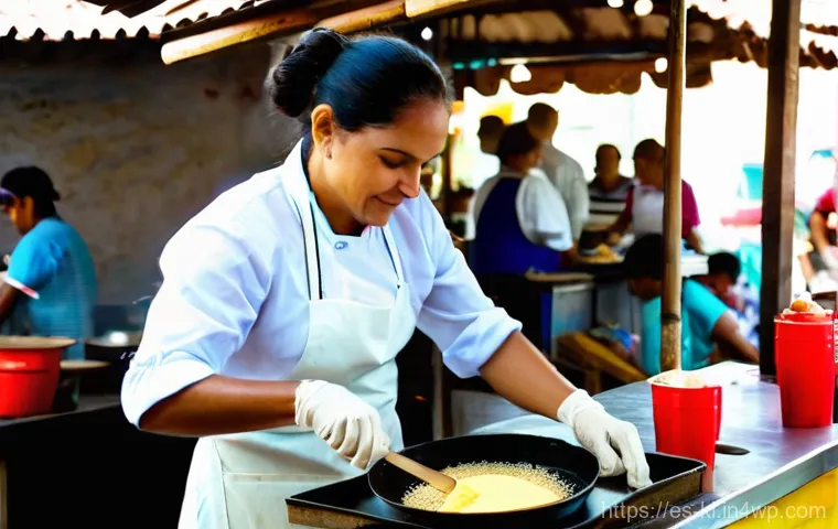 독립 여행 시 추천하는 음식 체험 - **Vibrant Mexican Market Scene:** A bustling and colorful outdoor market in Oaxaca, Mexico. Stalls a...