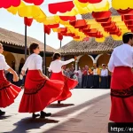 Home 16 여행 중 새로운 친구 사귀는 방법 - A lively traditional Spanish festival scene in a vibrant town square of Sevilla during springtime, f...