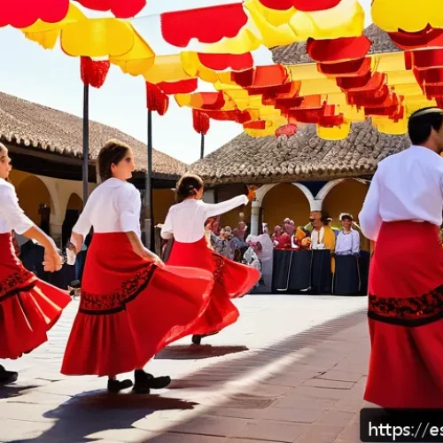 Home 26 여행 중 새로운 친구 사귀는 방법 - A lively traditional Spanish festival scene in a vibrant town square of Sevilla during springtime, f...