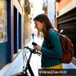 Home 22 독립 여행의 장단점 분석 - Photorealistic solo traveler exploring a sunlit Barcelona side street, a confident young adult woman...
